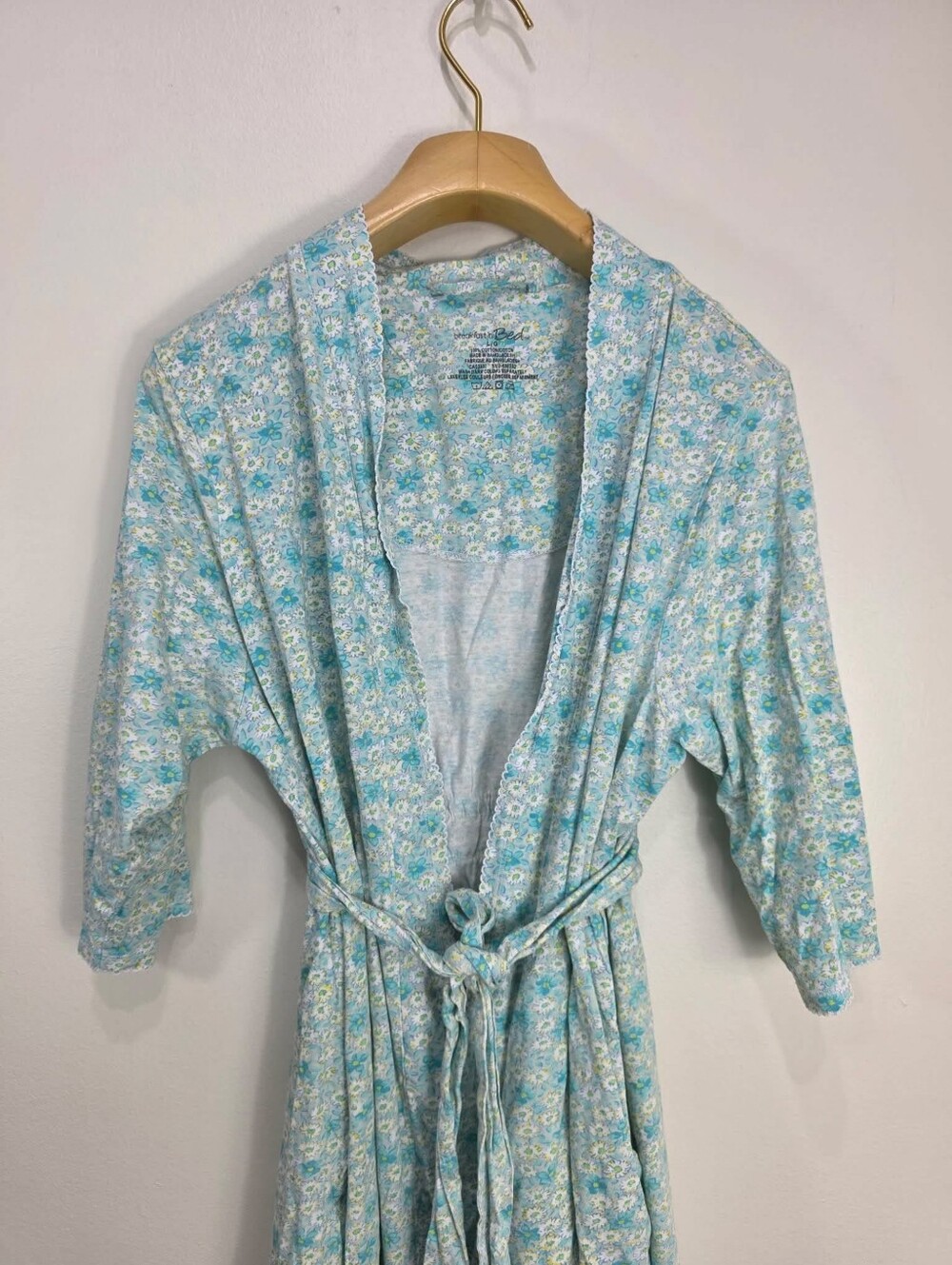 Breakfast In Bed Light Blue Floral Robe - Women's Soft Kimono Robe - Picture 2 of 9